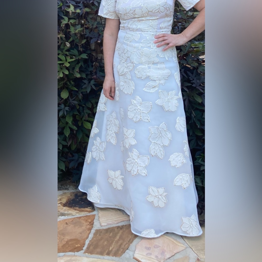 👗👗Rickie Freeman for Teri Jon Ivory Floral Maxi Dress - Picture 9 of 15